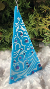 Holiday Ornaments - Turquoise Scroll / Mica / Embellished