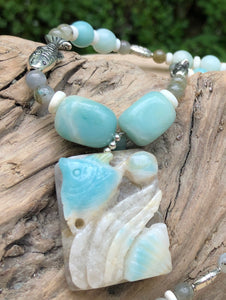 Mineral Necklace - Carved Amazonite