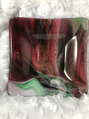 Fused Glass - Cranberry Streaky dish