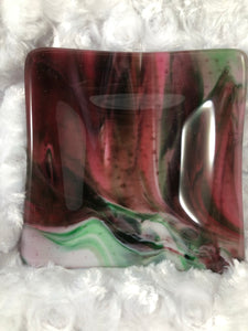 Fused Glass - Cranberry Streaky dish