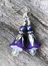 Load image into Gallery viewer, Tulip Style Earrings - Purple and Silver
