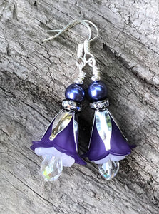 Tulip Style Earrings - Purple and Silver