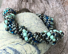 Load image into Gallery viewer, Beaded Bracelet - Bronze Olive and Teal