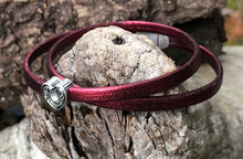 Load image into Gallery viewer, Leather Bracelet - Deep Red Heart