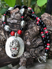 Load image into Gallery viewer, Mineral Necklace - Red Coral and Black Lakhey