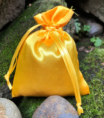 This Goldenrod Yellow Satin Lavender Sachet is useful in diminishing stress, easily fits in a drawer, purse, gym bag, or locker and makes a unique gift. The contents of each sachet is Oregon lavender, and only lavender, thus there are no other fillers. Lavender has plenty of its own natural oils, so give it a gentle squeeze to slightly bruise the buds to draw out more fragrance. This sachet should not be heated or put into a microwave oven.