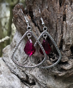 Beaded Earrings - Swarovski Baroque Ruby