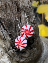 Load image into Gallery viewer, Peppermint Candy Lampwork Earrings