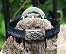 Load image into Gallery viewer, Leather Bracelet - Framed Longhorn on Weathered Navy leather