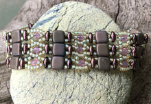 Load image into Gallery viewer, Beaded Bracelet - Brocade - Matte Clay and Burgundy