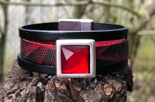 Load image into Gallery viewer, Leather Bracelet - Triple Band Red and Black