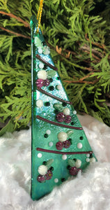 Holiday Ornaments - Cranberry on Green Iridescent