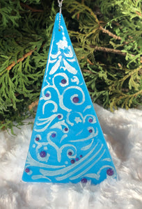 Holiday Ornaments - Turquoise Scroll / Mica / Embellished