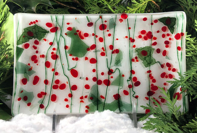 Fused Glass - Holly Berries Dish