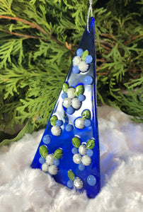 Holiday ornaments - Blue with White Daisies