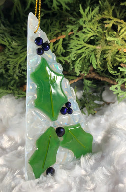 Holiday Ornaments - Purple Holly with Iridescent