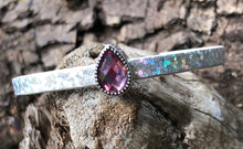 Load image into Gallery viewer, Leather Bracelet - Purple Teardrop on Pastel Holographic Leather