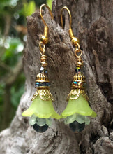 Load image into Gallery viewer, Lime and Blue Tulip Style Earrings