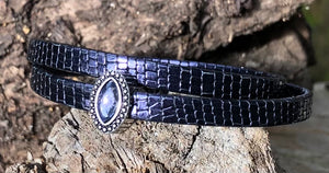 Leather Bracelet - Midnight Blue with Iolite