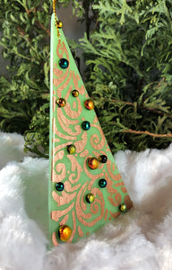 Holiday ornaments - Copper on Mint Green
