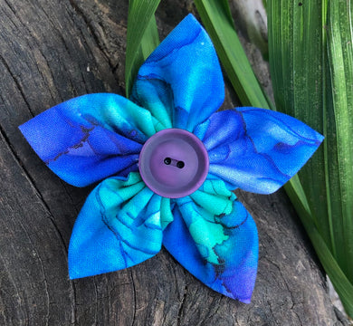 Fabric Flower - Turquoise Watercolor