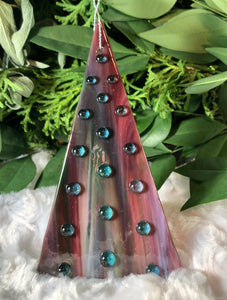 Holiday Ornaments - Aquamarine on Cranberry