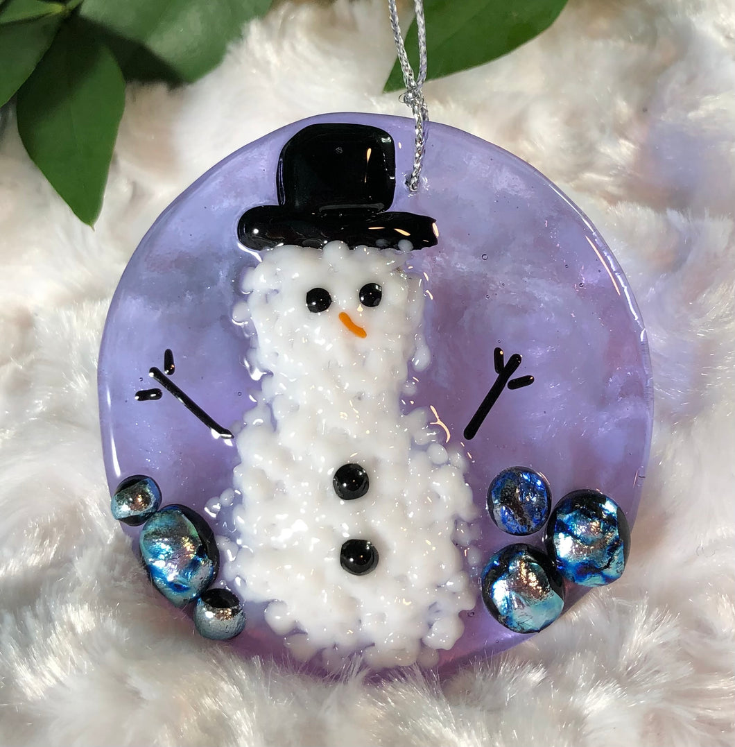 Holiday Ornaments - Frosty on Lavender