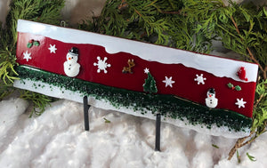 Fused Glass - Frolicking Snowmen Wall Hanging
