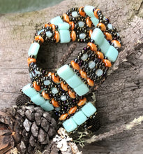 Load image into Gallery viewer, Beaded Bracelet - Coral Seafoam and Bronze Brocade