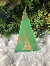 Load image into Gallery viewer, Holiday Ornaments - Eiffel Tower on Mineral Green