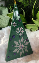Load image into Gallery viewer, Holiday Ornaments - Green with Pink/Purple Snowflakes