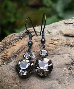 Vintage black Diamond Austrian Crystal Earrings