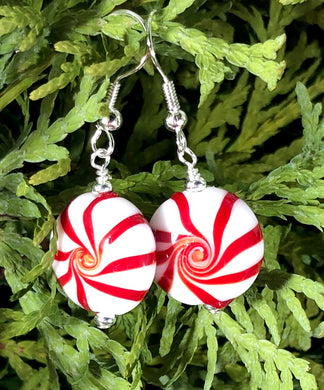 Peppermint Candy Lampwork Earrings