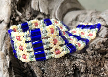 Load image into Gallery viewer, Beaded Bracelet - Cobalt and pastel Brocade