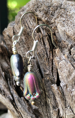 Czech Pressed Glass Purple Tulips