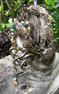 Mineral Necklace - Octopus in an Ocean