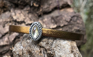 Leather Bracelet - Light Amber on Bronze