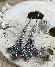 Load image into Gallery viewer, Art Deco Black Diamond AB Crystal Earrings