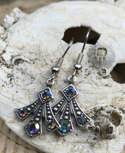 Art Deco Black Diamond AB Crystal Earrings