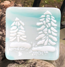 Load image into Gallery viewer, Snowy Trees Fused Glass Dish