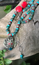 Load image into Gallery viewer, Mineral Necklace - Red Coral and Turquoise Set