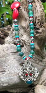 Mineral Necklace - Red Coral and Turquoise Set