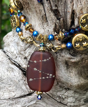 Load image into Gallery viewer, Lampwork Glass Necklace - Amber Blues