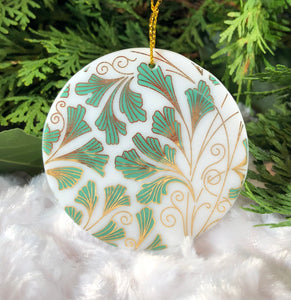 Holiday Ornaments - White with Vines