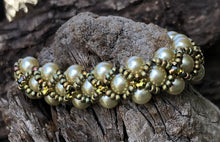 Load image into Gallery viewer, Beaded Bracelet - Pearl Monster - Champagne and Olive