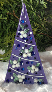 Holiday Ornaments - Gold Purple with White flowers