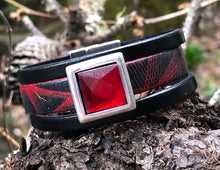 Load image into Gallery viewer, Leather Bracelet - Triple Band Red and Black